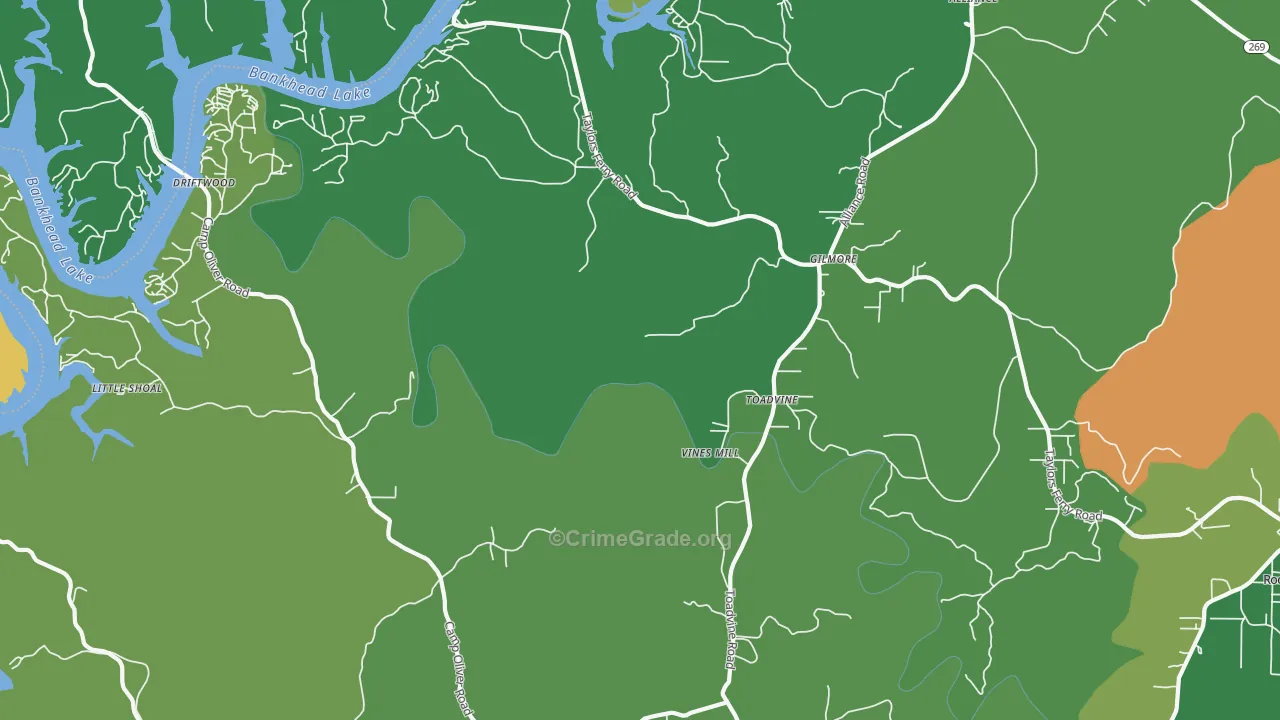 Toadvine, AL Map of Murder Rates