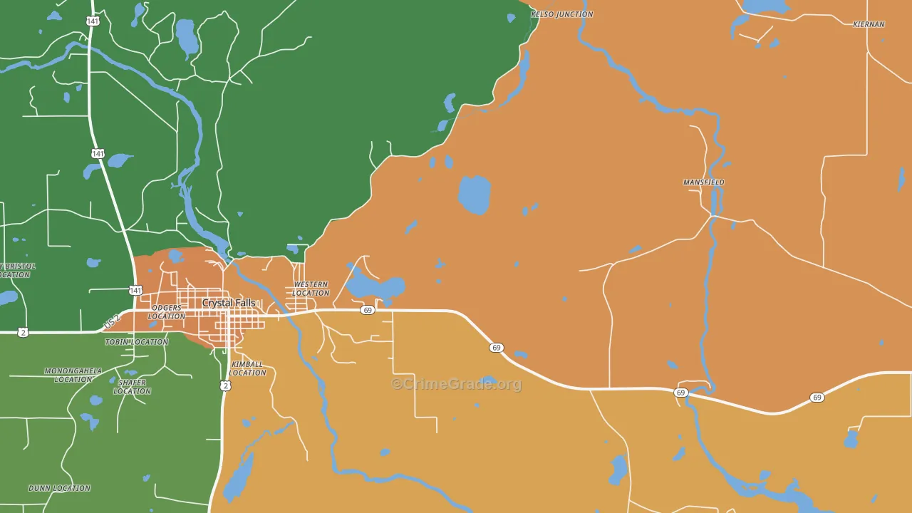 Tobin Location, MI Map of Murder Rates