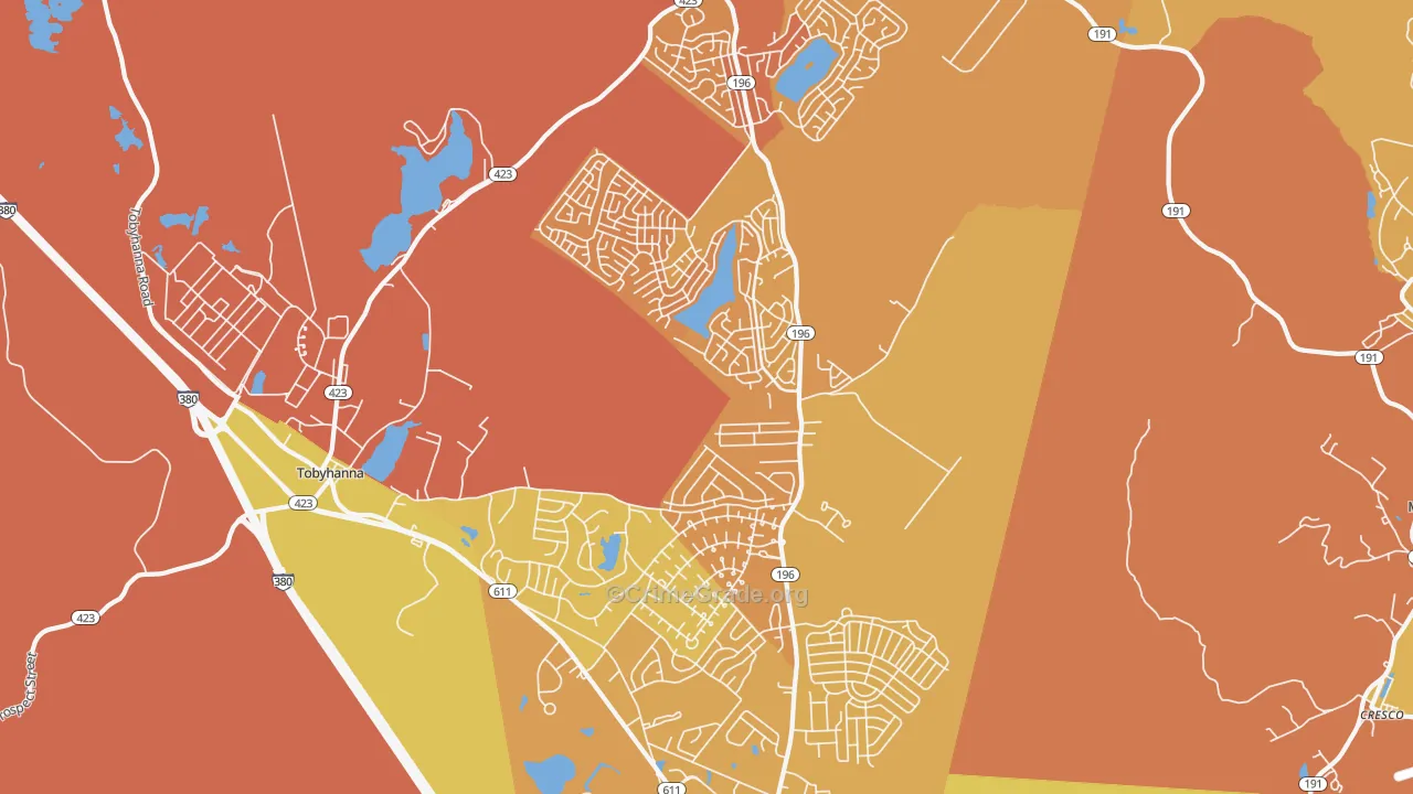 Tobyhanna, PA Map of Murder Rates