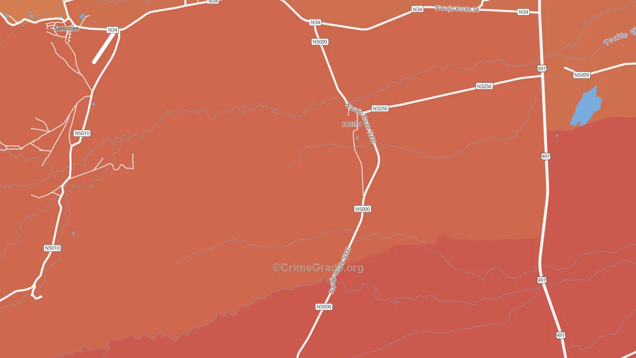 Tocito, NM Map of Murder Rates