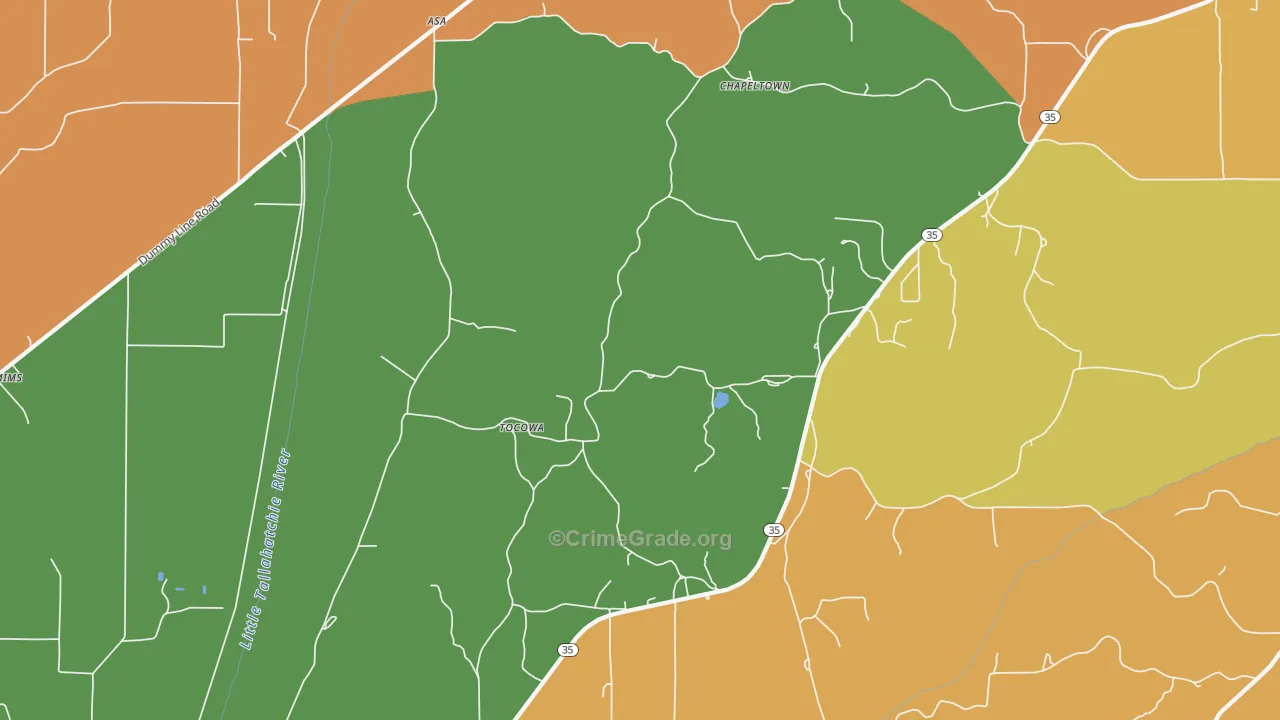 Tocowa, MS Map of Murder Rates
