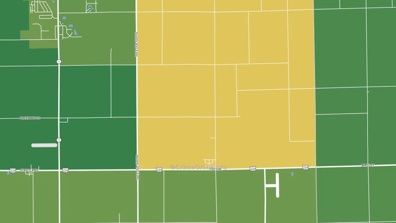 Tocsin, IN Map of Murder Rates