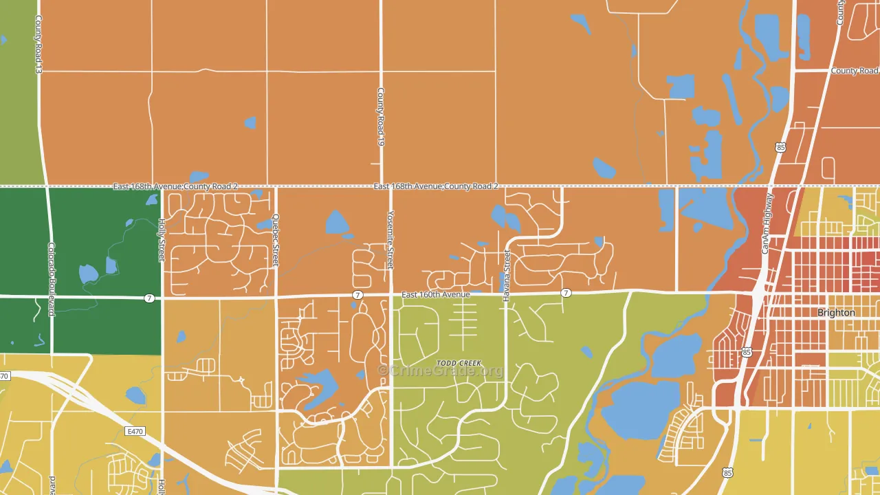 Todd Creek, CO Map of Murder Rates