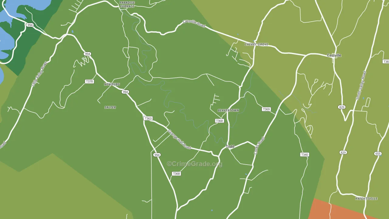 Todd, PA Map of Murder Rates