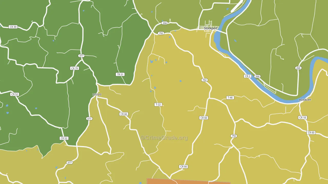 Todds, OH Map of Murder Rates