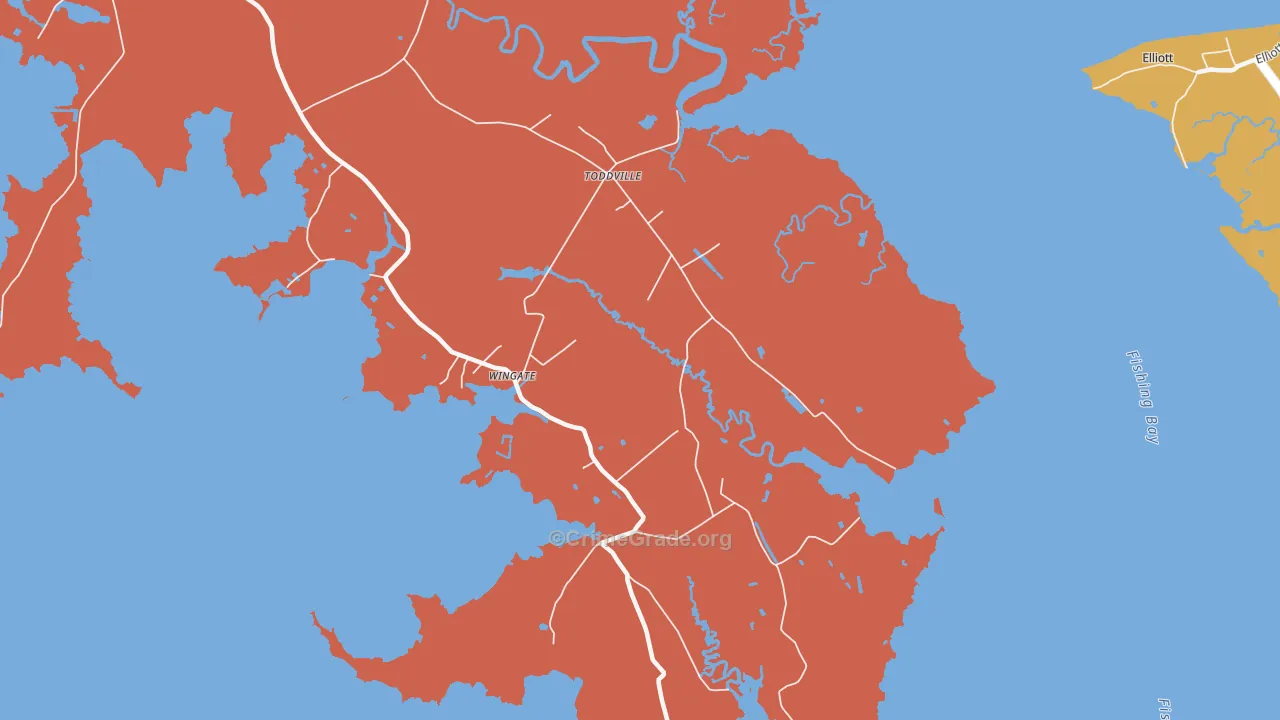 Toddville, MD Map of Murder Rates