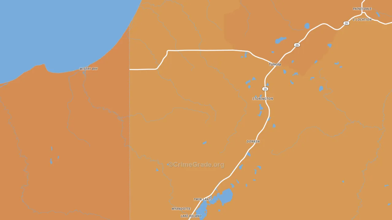 Toivola, MI Map of Murder Rates