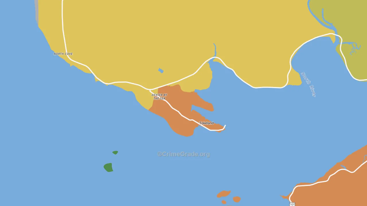 Tokeland, WA Map of Murder Rates