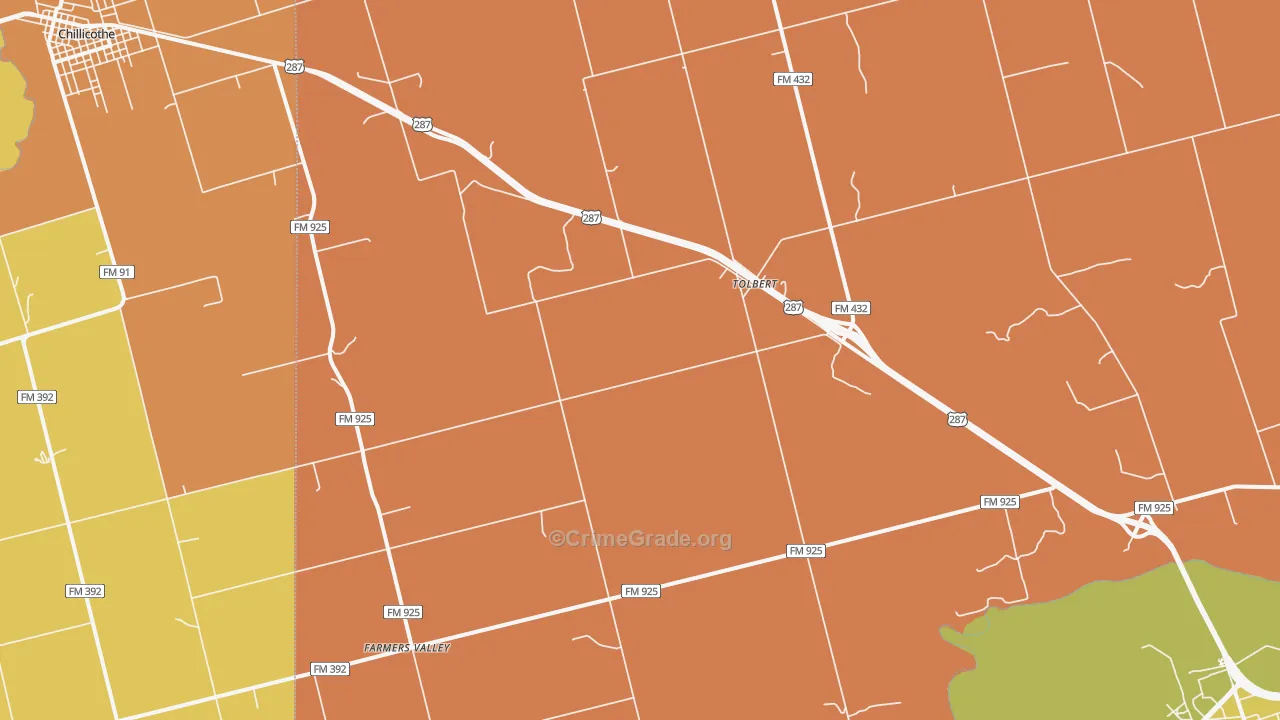 Tolbert, TX Map of Murder Rates
