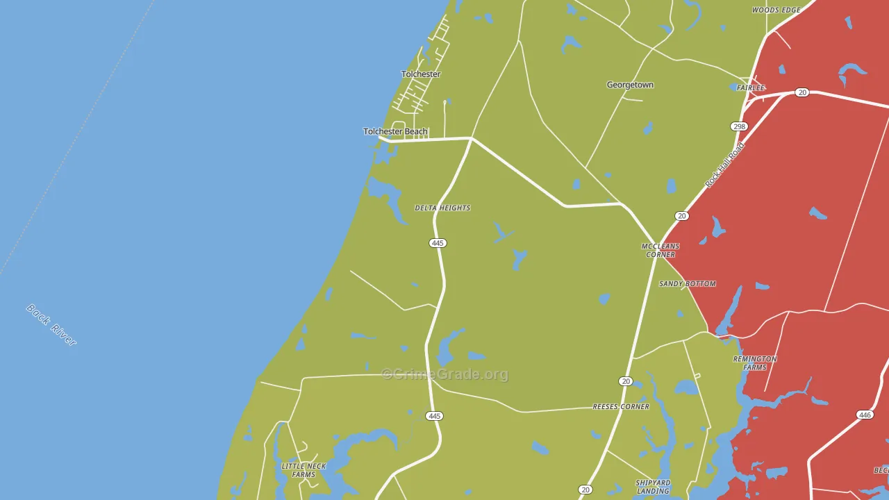 Tolchester Beach, MD Map of Murder Rates