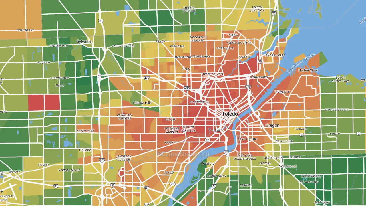 Toledo, OH Map of Murder Rates
