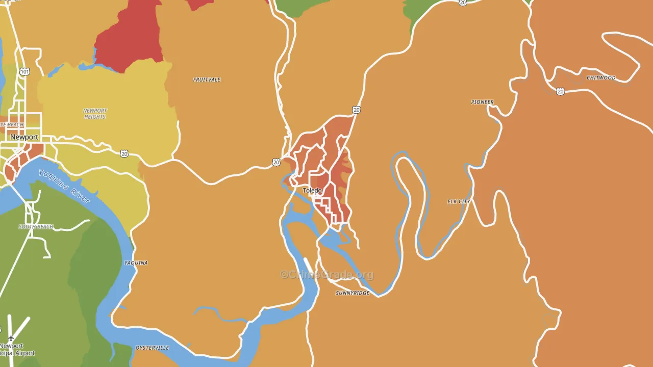 Toledo, OR Map of Murder Rates