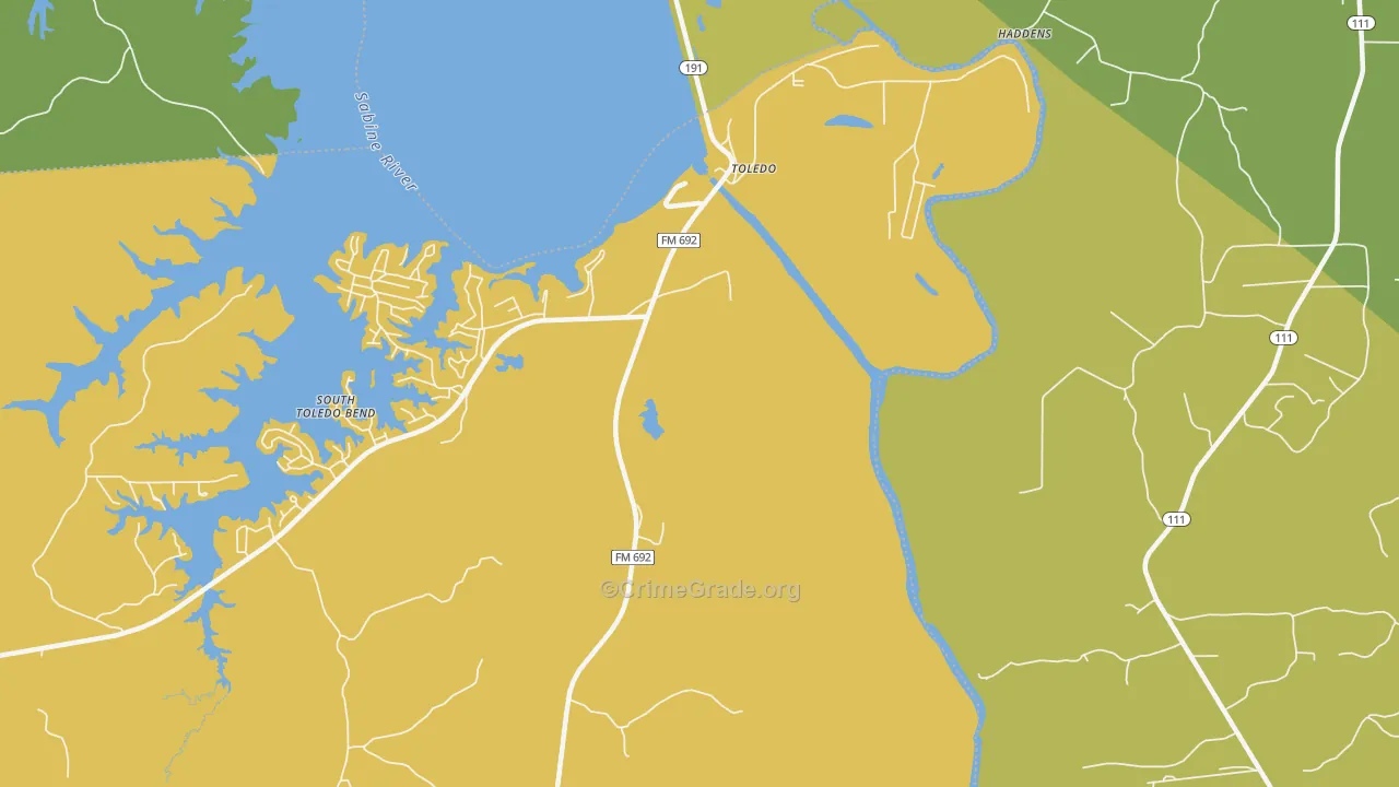 Toledo, TX Map of Murder Rates
