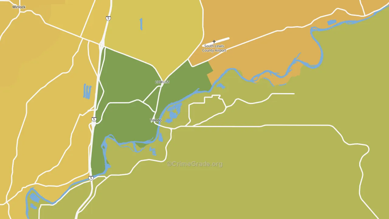 Toledo, WA Map of Murder Rates