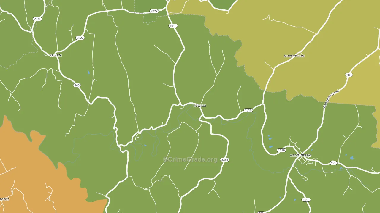Toliver, KY Map of Murder Rates