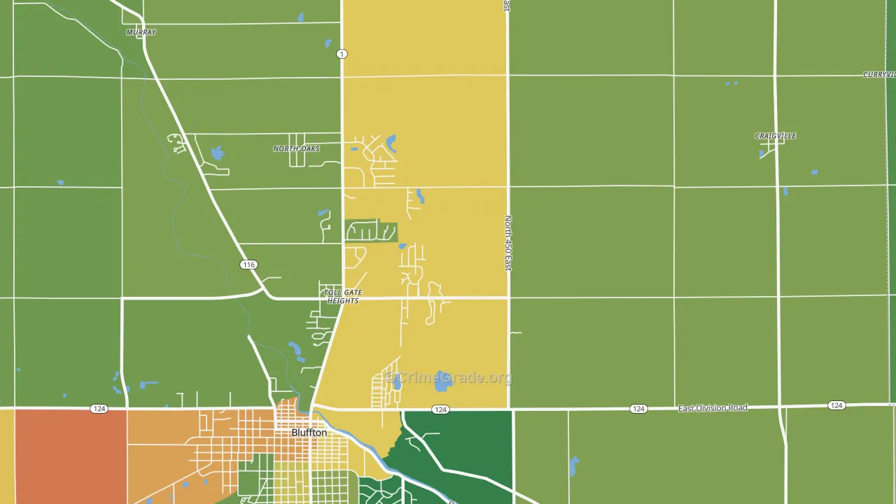 Toll Gate Heights, IN Map of Murder Rates