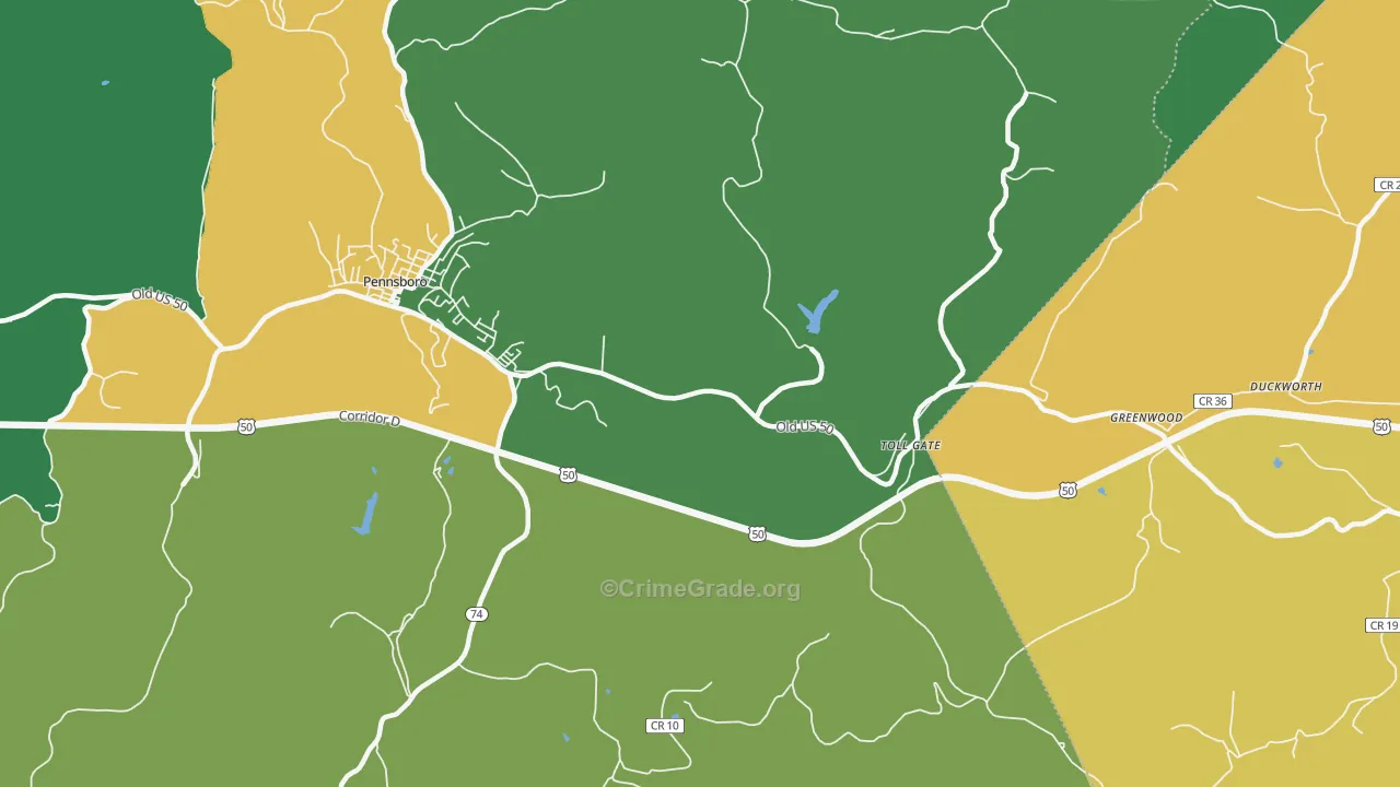 Toll Gate, WV Map of Murder Rates