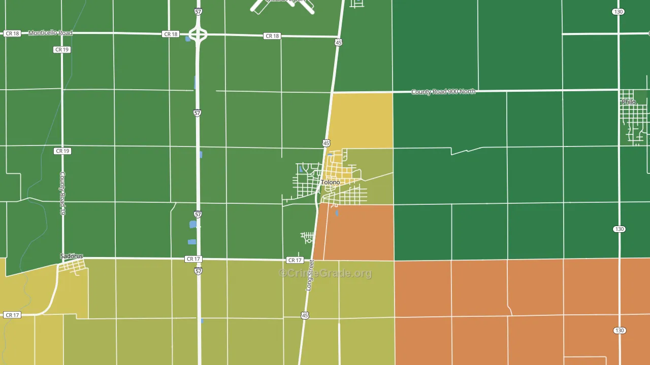 Tolono, IL Map of Murder Rates
