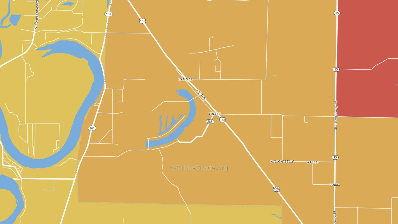 Toltec, AR Map of Murder Rates