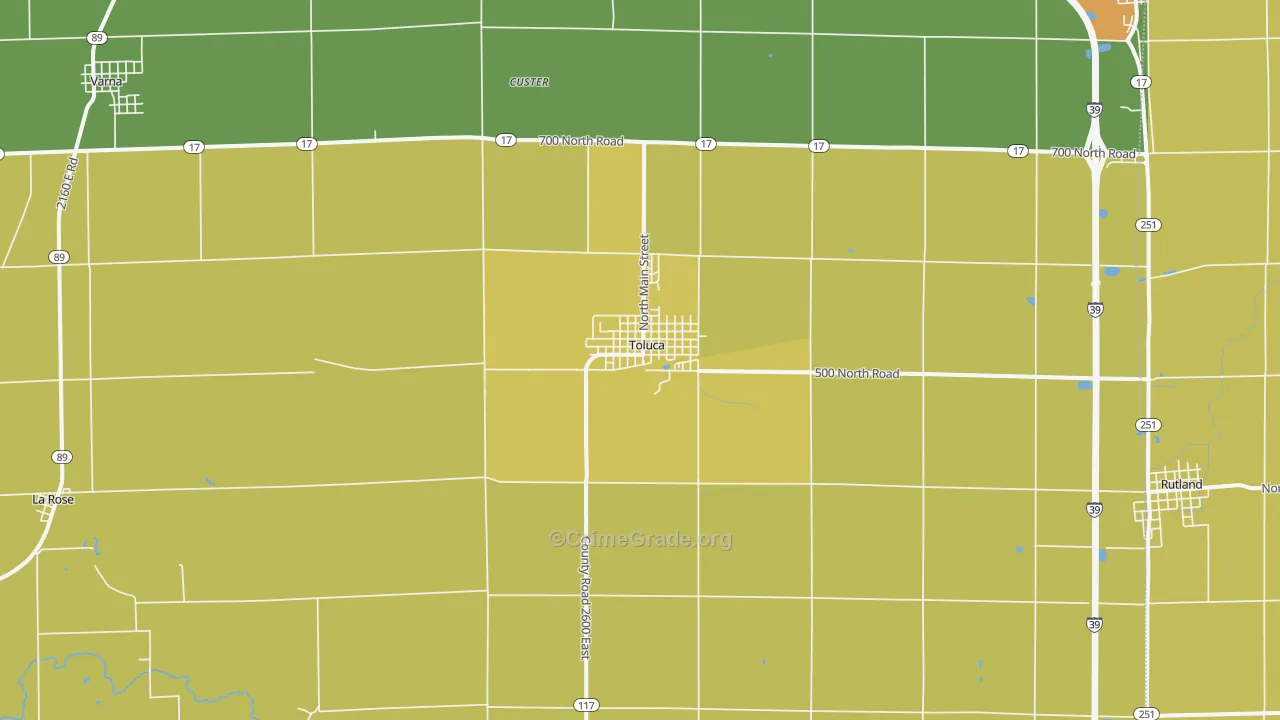 Toluca, IL Map of Murder Rates