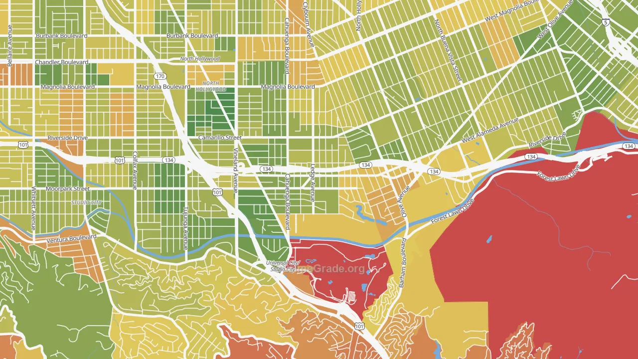 Toluca Lake, North Hollywood, CA Map of Murder Rates