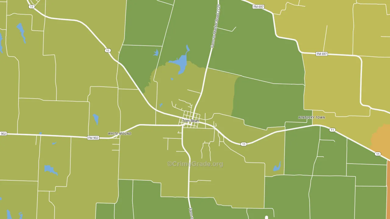 Tom Bean, TX Map of Murder Rates