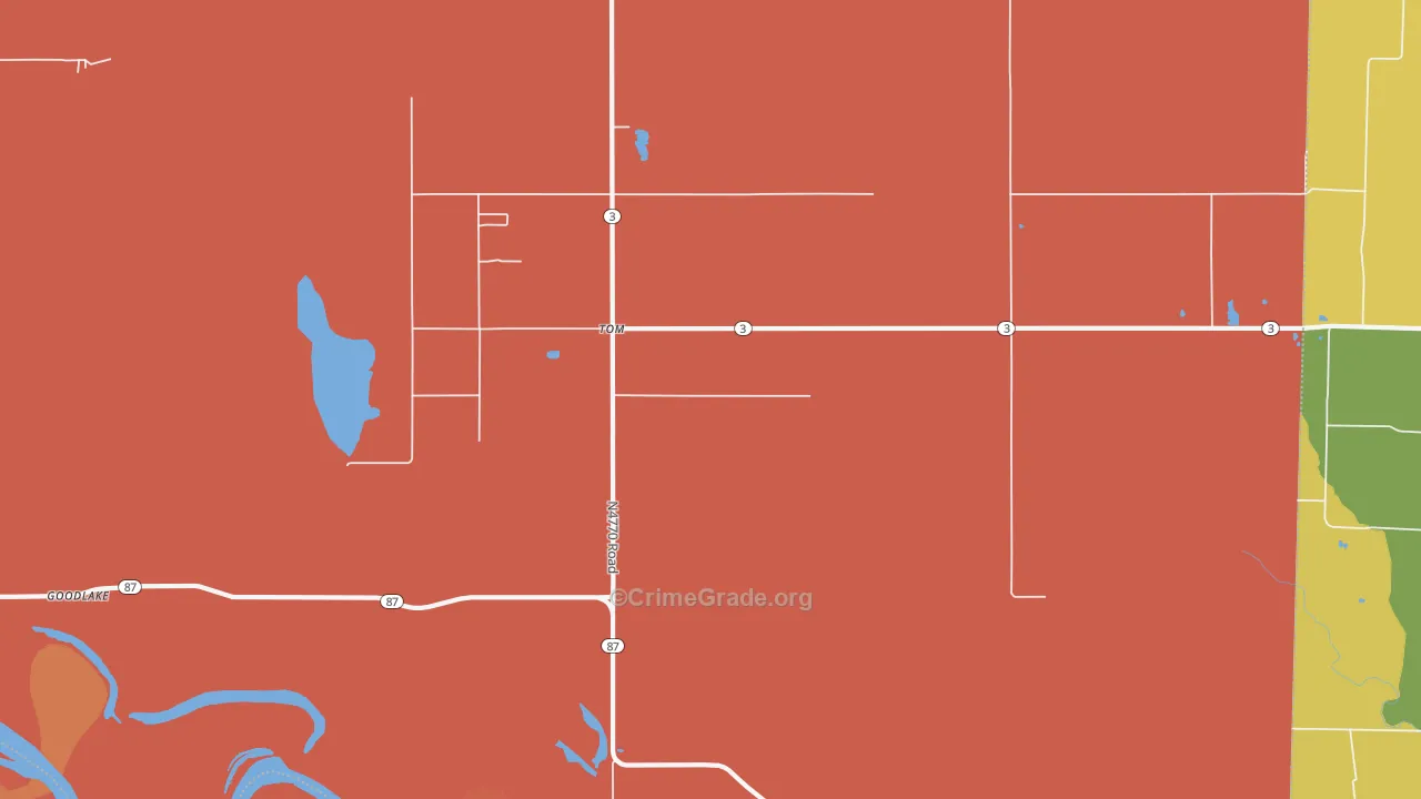 Tom, OK Map of Murder Rates