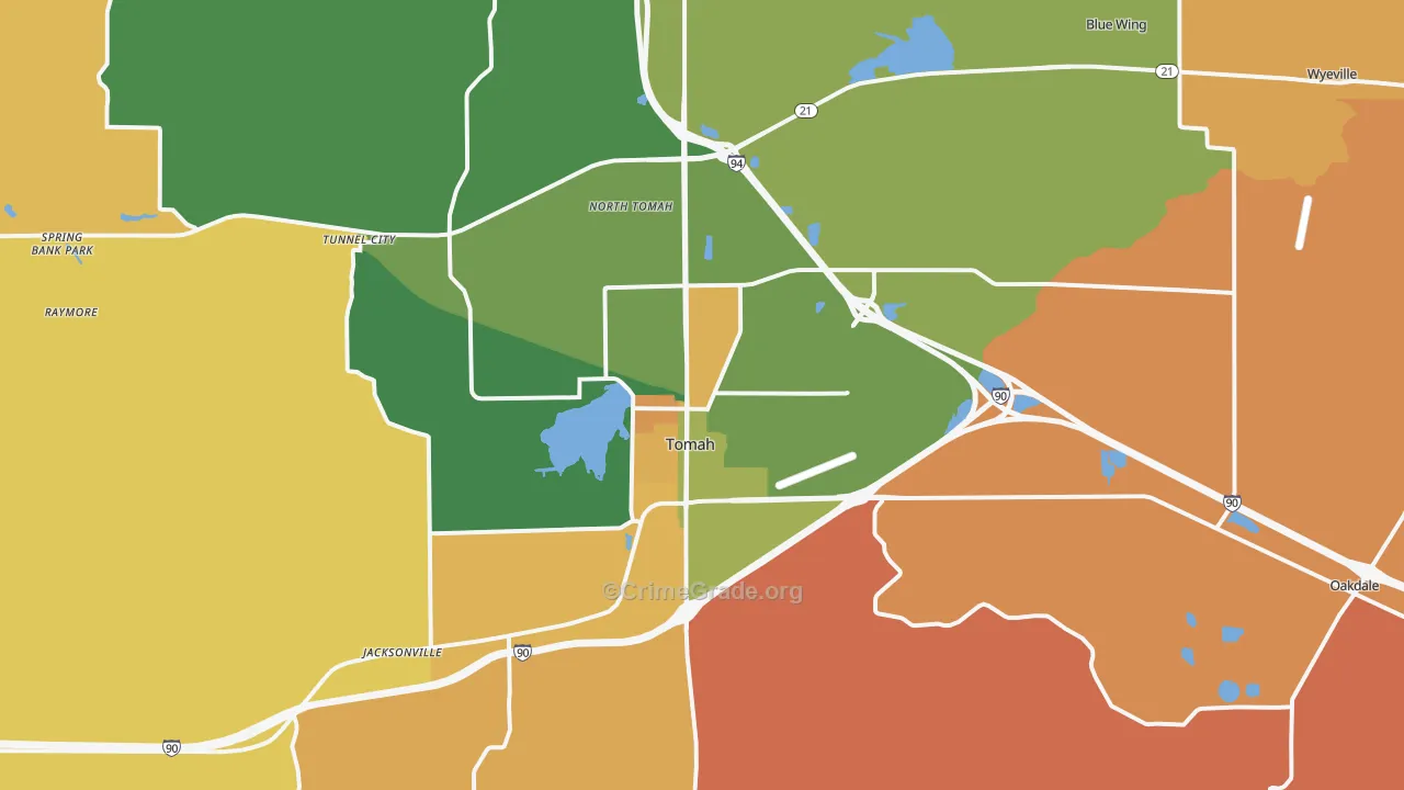 Tomah, WI Map of Murder Rates