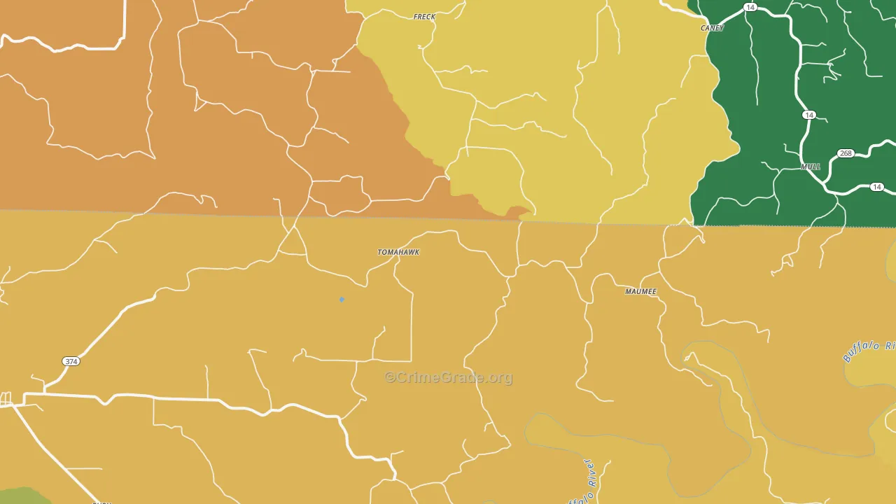 Tomahawk, AR Map of Murder Rates