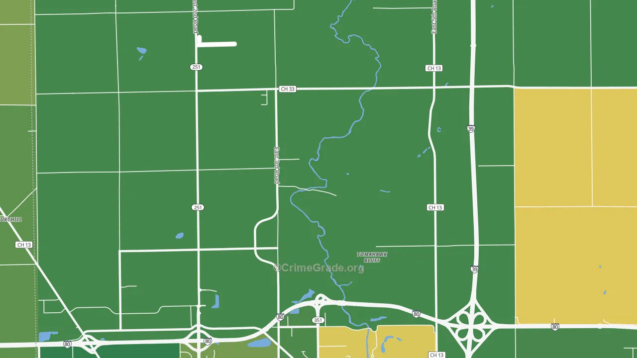 Tomahawk Bluff, IL Map of Murder Rates