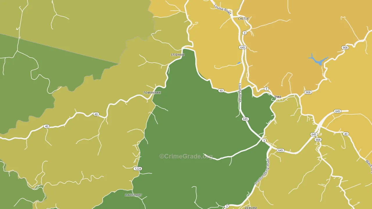 Tomahawk, KY Map of Murder Rates
