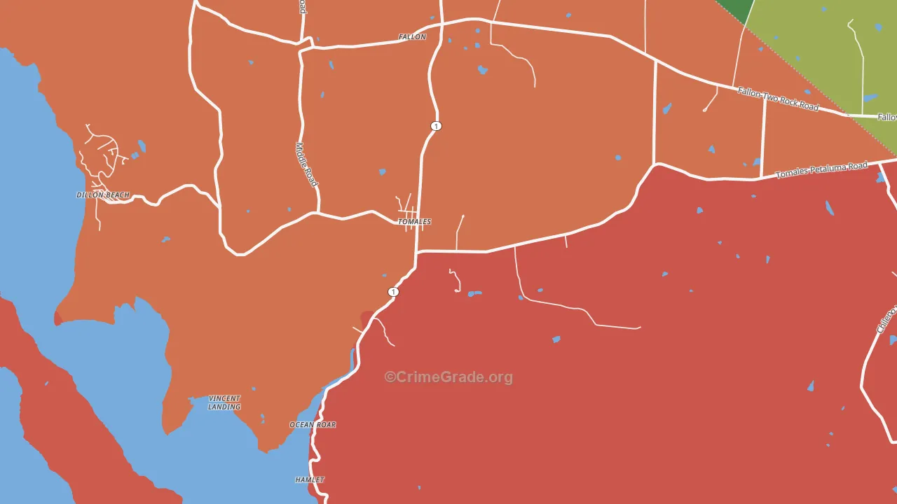 Tomales, CA Map of Murder Rates