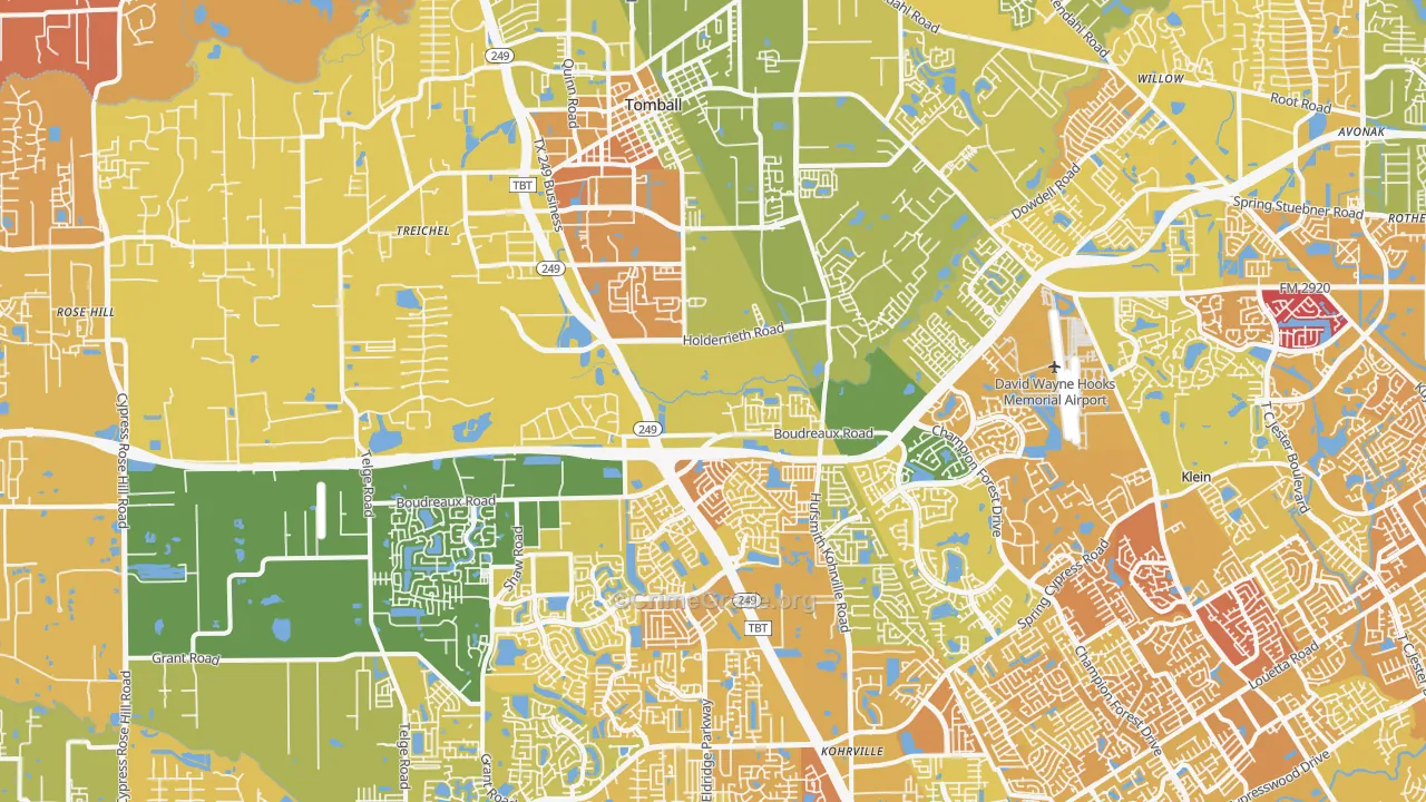 Tomball, TX Map of Murder Rates