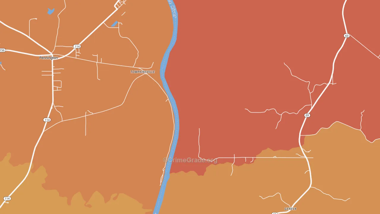 Tompkinsville, AL Map of Murder Rates