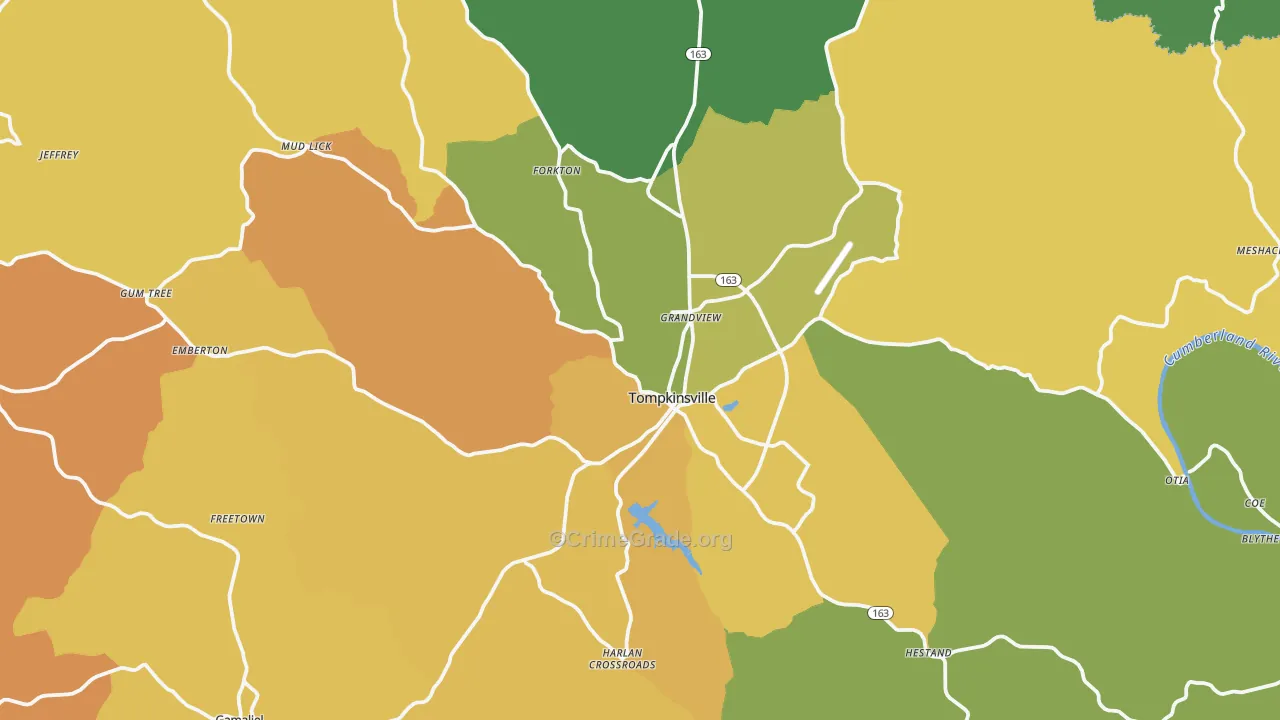 Tompkinsville, KY Map of Murder Rates