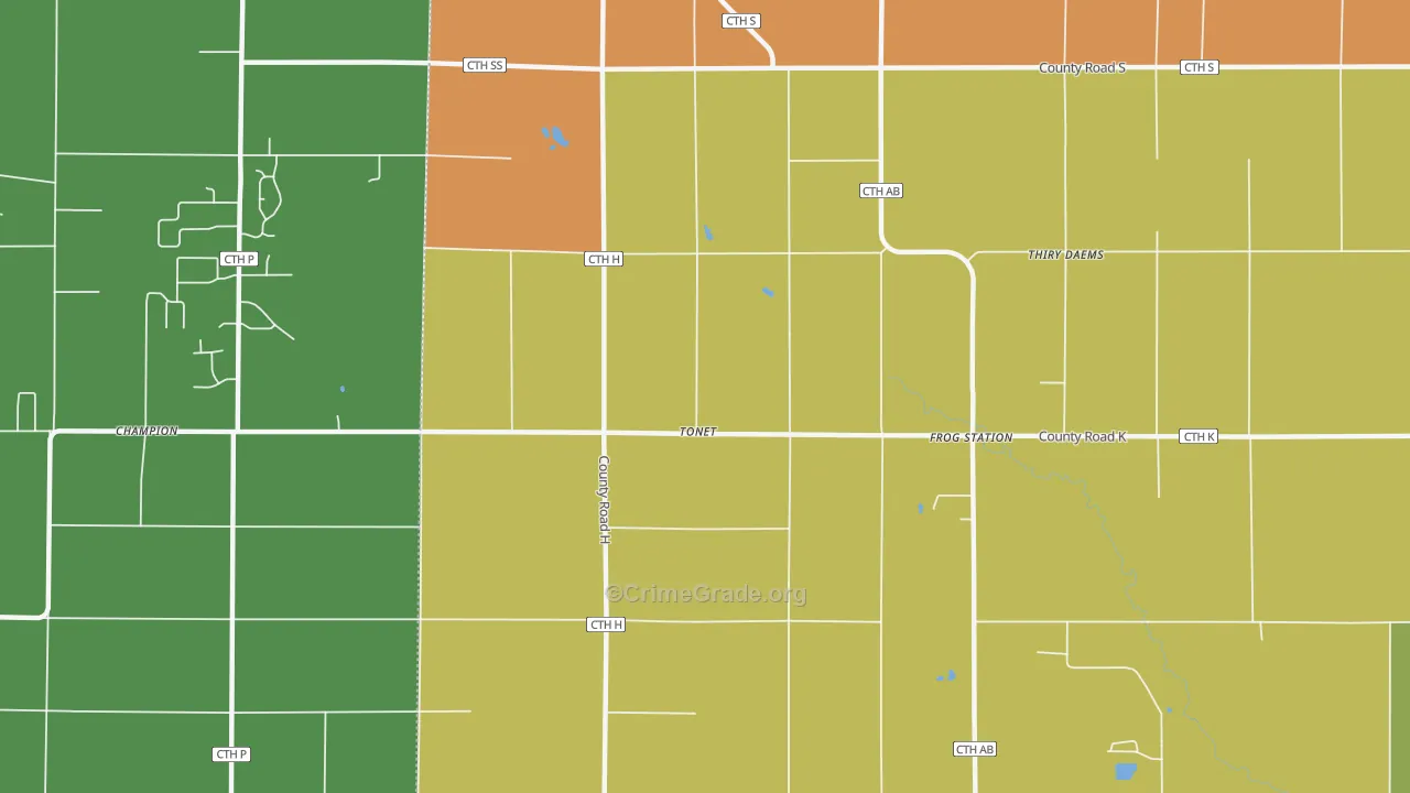 Tonet, WI Map of Murder Rates