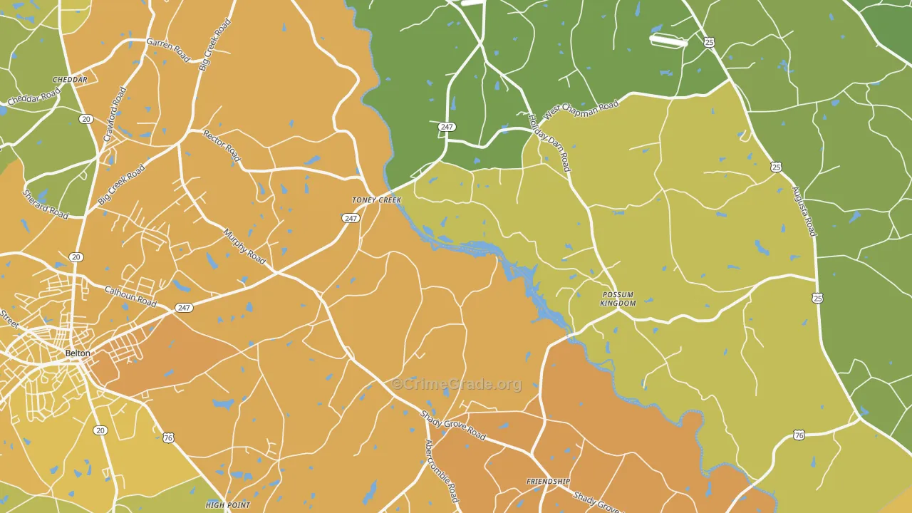 Toney Creek, SC Map of Murder Rates