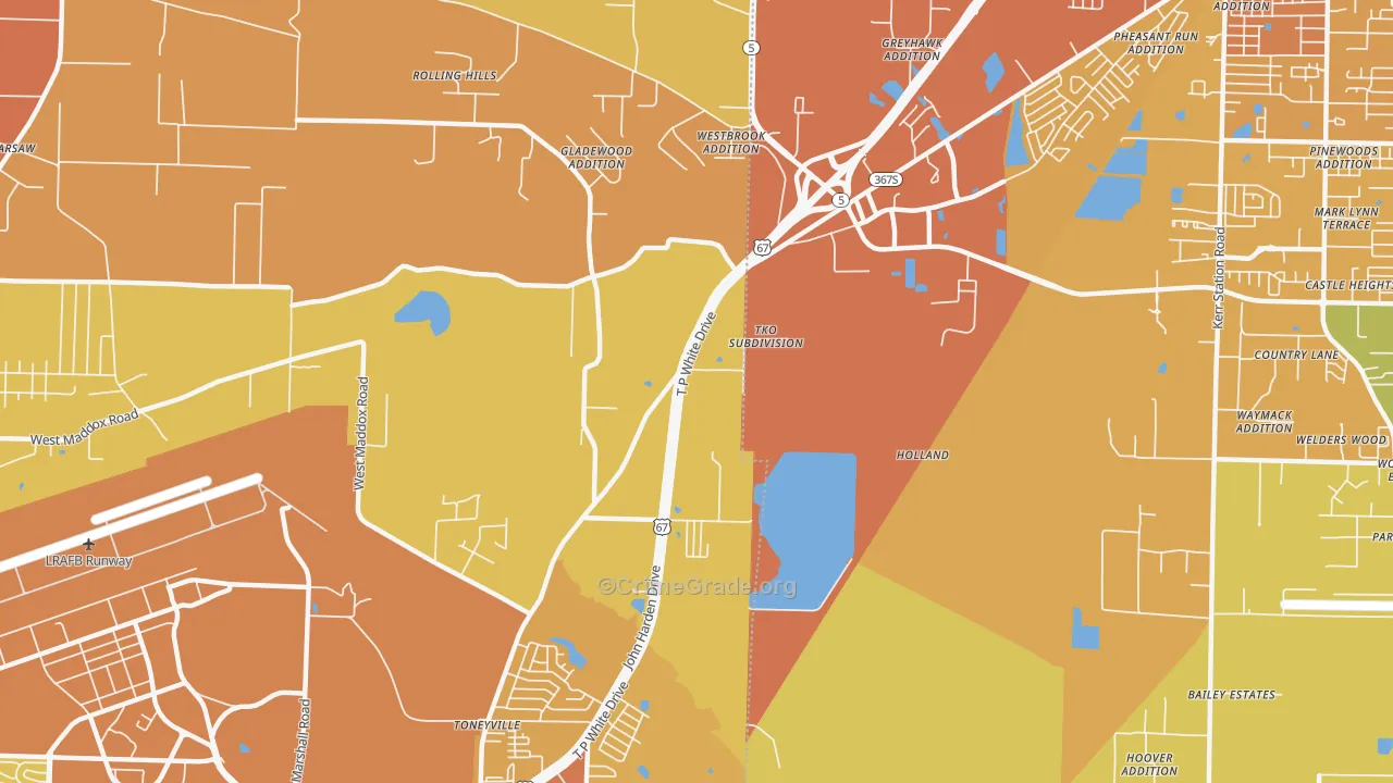 Toneyville, AR Map of Murder Rates