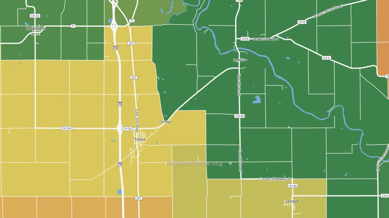 Tonica, IL Map of Murder Rates