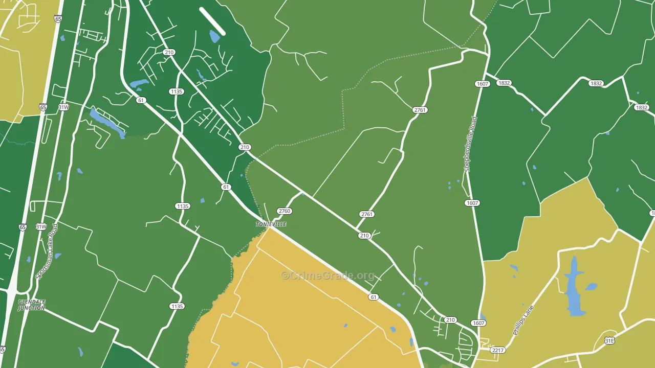 Tonieville, KY Map of Murder Rates