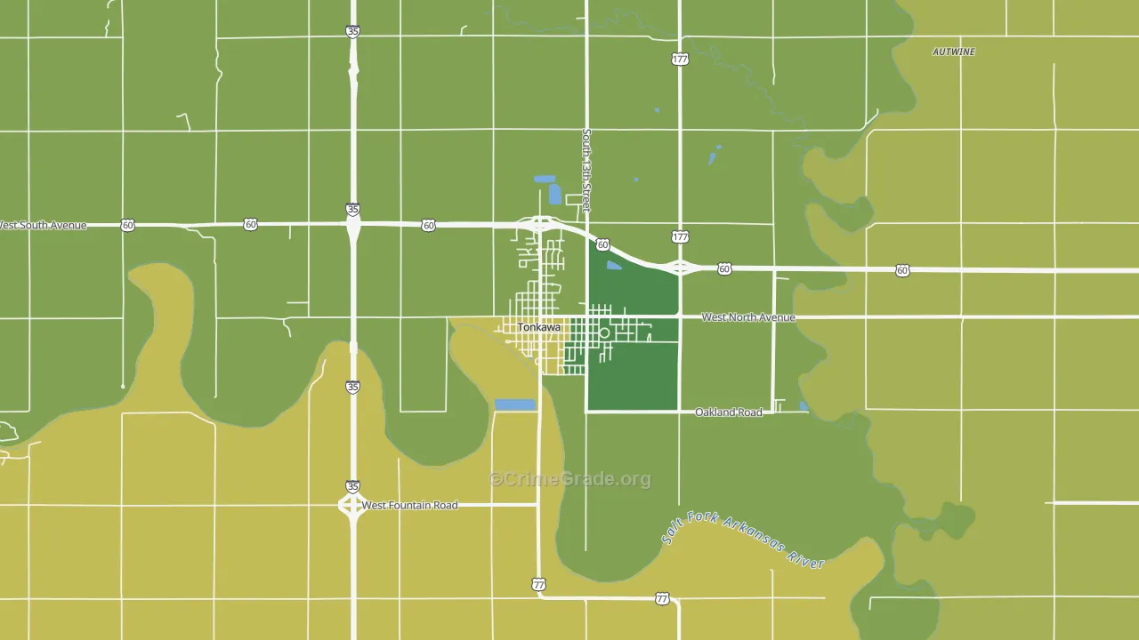 Tonkawa, OK Map of Murder Rates