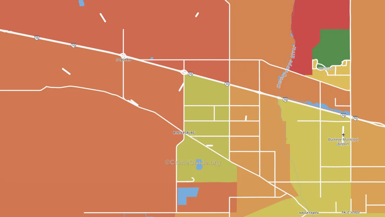 Tonopah, AZ Map of Murder Rates