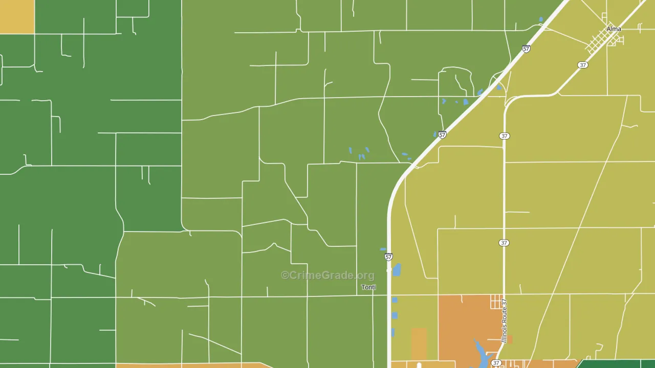 Tonti, IL Map of Murder Rates