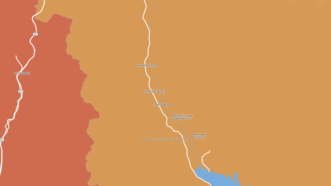 Tonto Basin, AZ Map of Murder Rates