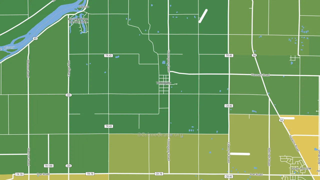 Tontogany, OH Map of Murder Rates