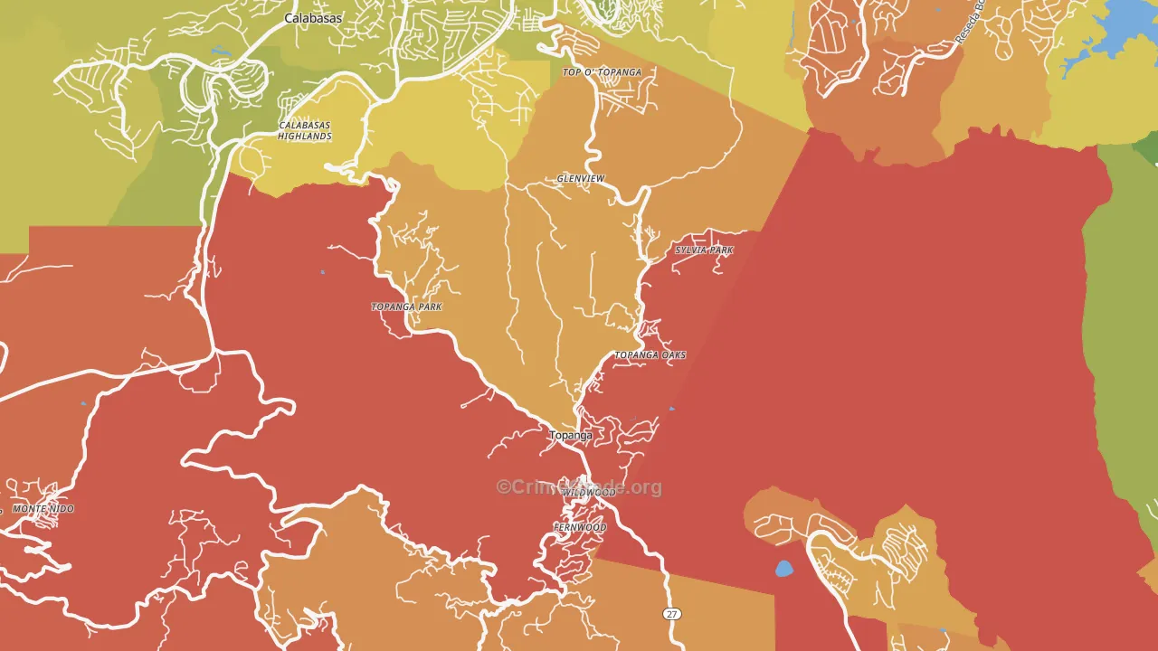 Topanga, CA Map of Murder Rates