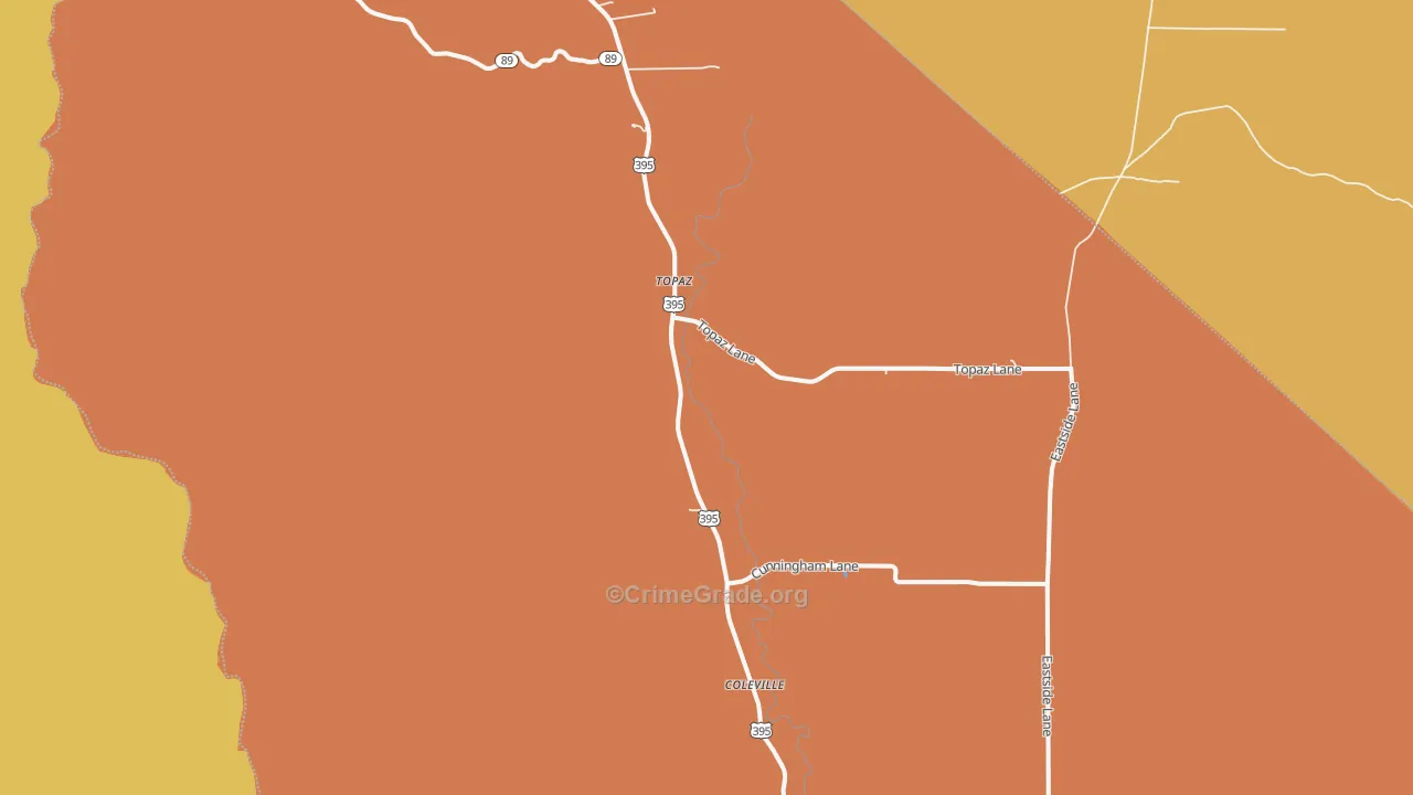 Topaz, CA Map of Murder Rates