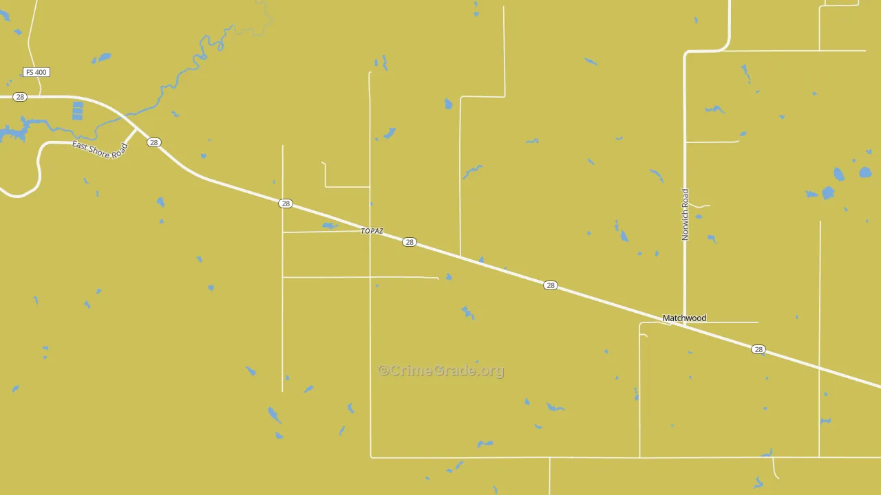 Topaz, MI Map of Murder Rates