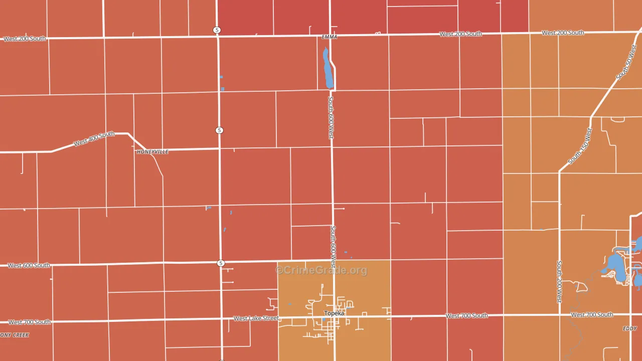 Topeka, IN Map of Murder Rates