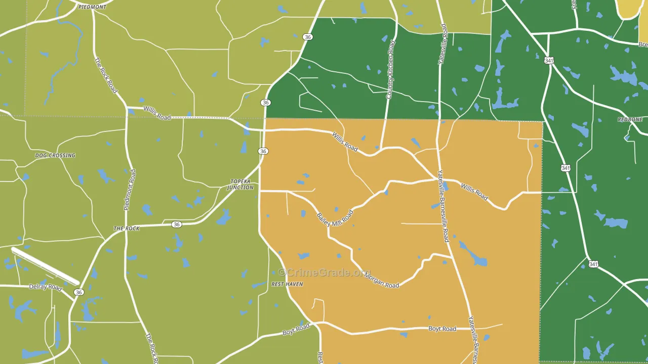 Topeka Junction, GA Map of Murder Rates